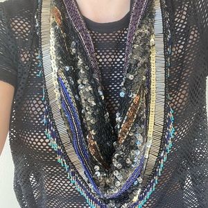 Multi-way beaded scarf necklace/hip skirt